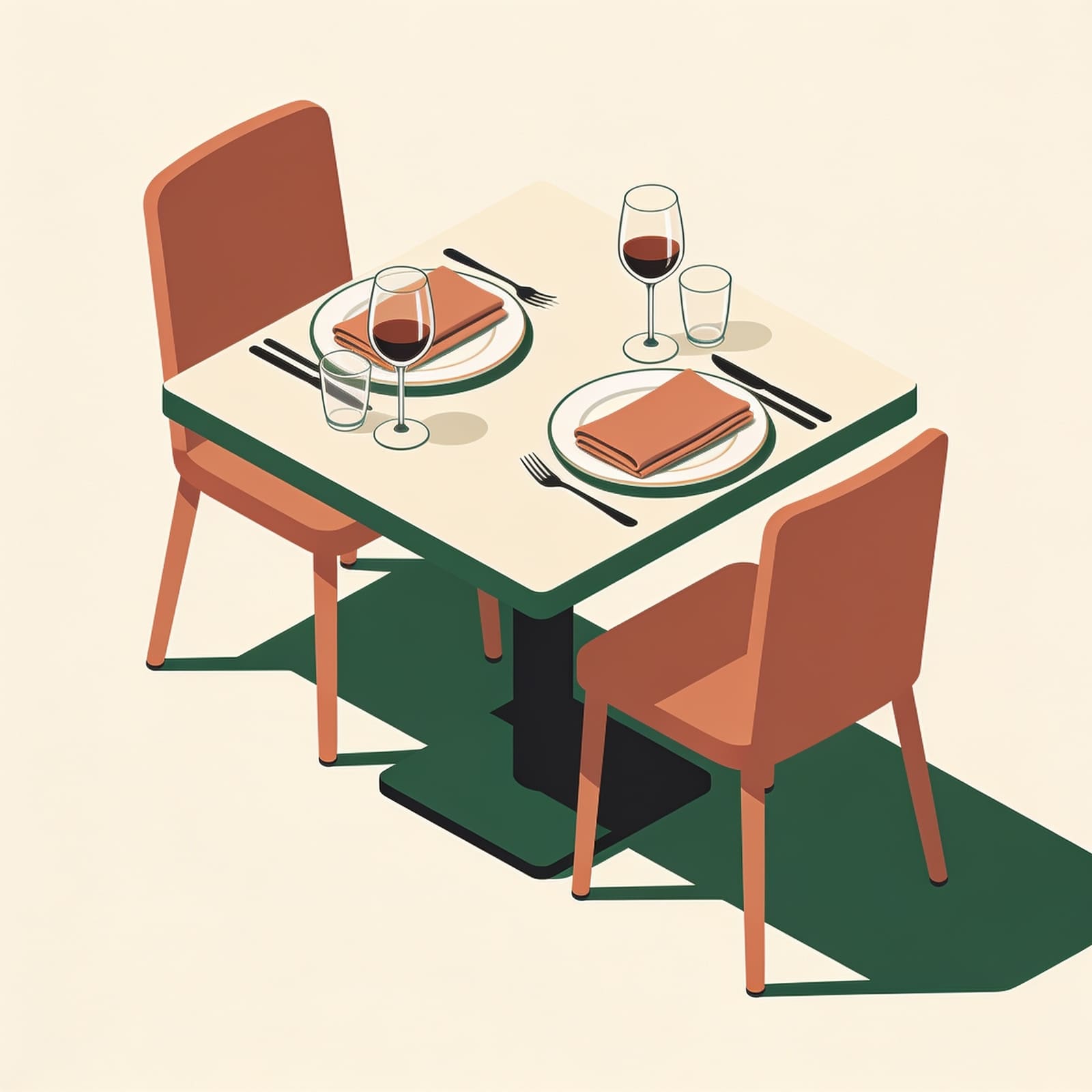 Tavolo apparecchiato con calici da vino